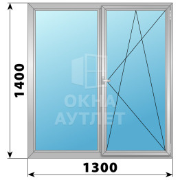 Двухстворчатое поворотно-откидное алюминиевое окно Г-ПО 1300×1400 ОА-34226