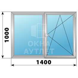Двухстворчатое поворотно-откидное алюминиевое окно Г-ПО 1400×1000 ОА-34107