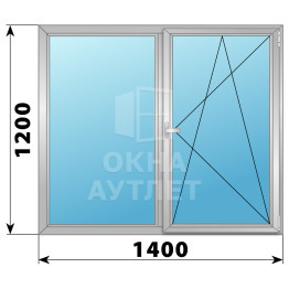 Двухстворчатое поворотно-откидное алюминиевое окно Г-ПО 1400×1200 ОА-34184