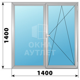 Двухстворчатое поворотно-откидное алюминиевое окно Г-ПО 1400×1400 ОА-34247