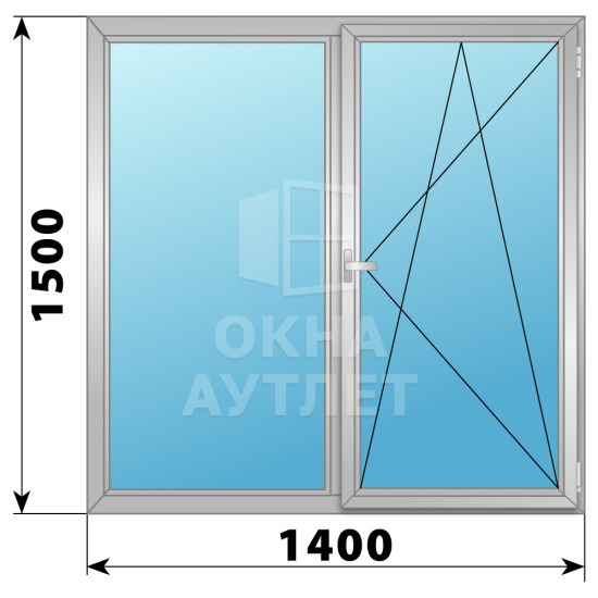 Двухстворчатое поворотно-откидное алюминиевое окно Г-ПО 1400×1500 ОА-34268