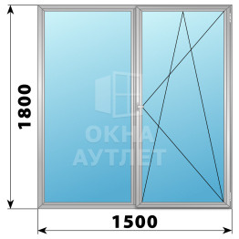 Двухстворчатое поворотно-откидное алюминиевое окно Г-ПО 1500×1800 ОА-34424