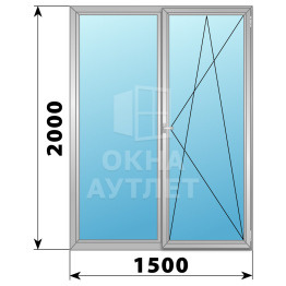 Двухстворчатое поворотно-откидное алюминиевое окно Г-ПО 1500×2000 ОА-34487
