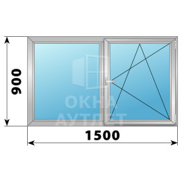 Двухстворчатое поворотно-откидное алюминиевое окно Г-ПО 1500×900 ОА-34092