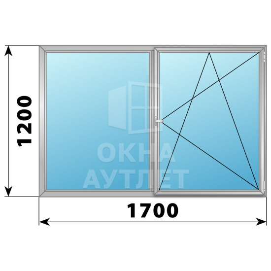 Двухстворчатое поворотно-откидное алюминиевое окно Г-ПО 1700×1200 ОА-34262