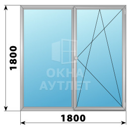 Двухстворчатое поворотно-откидное алюминиевое окно Г-ПО 1800×1800 ОА-34508