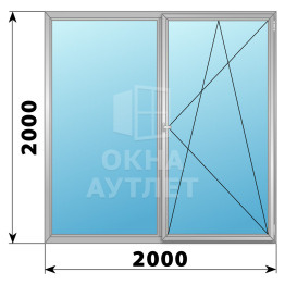 Двухстворчатое поворотно-откидное алюминиевое окно Г-ПО 2000×2000 ОА-34550