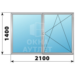 Двухстворчатое поворотно-откидное алюминиевое окно Г-ПО 2100×1400 ОА-34472