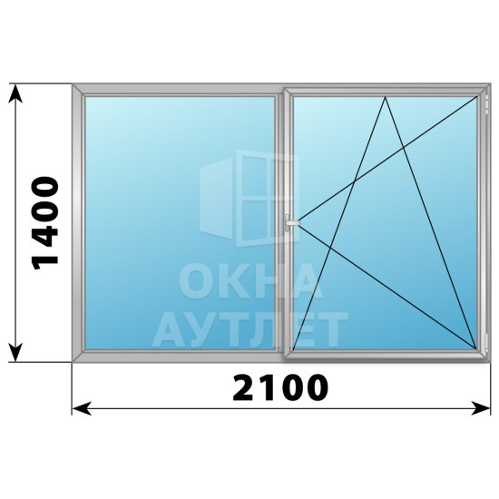 Двухстворчатое поворотно-откидное алюминиевое окно Г-ПО 2100×1400 ОА-34472