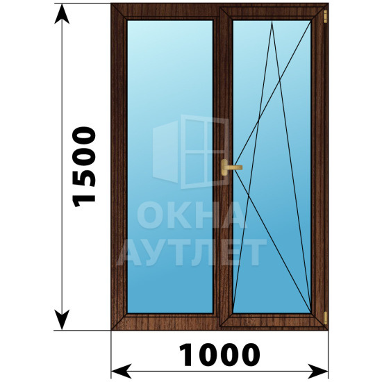 Двухстворчатое деревянное окно из дуба Г-ПО 1000×1500 ОА-36911