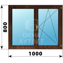 Двухстворчатое деревянное окно из дуба Г-ПО 1000×800 ОА-35618