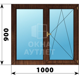 Двухстворчатое деревянное окно из дуба Г-ПО 1000×900 ОА-35852