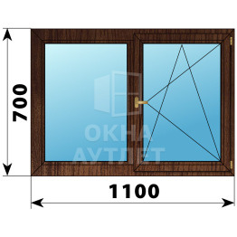 Двухстворчатое деревянное окно из дуба Г-ПО 1100×700 ОА-35564