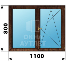 Двухстворчатое деревянное окно из дуба Г-ПО 1100×800 ОА-35789