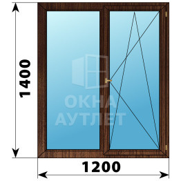 Двухстворчатое деревянное окно из дуба Г-ПО 1200×1400 ОА-37124