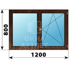 Двухстворчатое деревянное окно из дуба Г-ПО 1200×800 ОА-35957