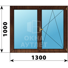 Двухстворчатое деревянное окно из дуба Г-ПО 1300×1000 ОА-36617