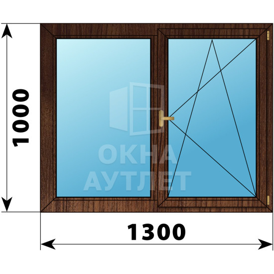 Двухстворчатое деревянное окно из дуба Г-ПО 1300×1000 ОА-36617