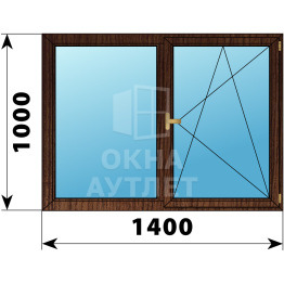 Двухстворчатое деревянное окно из дуба Г-ПО 1400×1000 ОА-36770