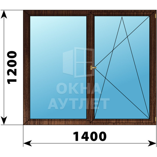 Двухстворчатое деревянное окно из дуба Г-ПО 1400×1200 ОА-37127