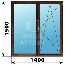 Двухстворчатое деревянное окно из дуба Г-ПО 1400×1500 ОА-37484