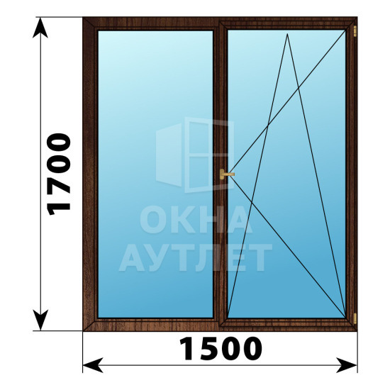 Двухстворчатое деревянное окно из дуба Г-ПО 1500×1700 ОА-37715