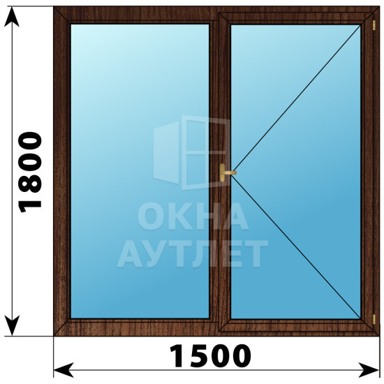 Двухстворчатое деревянное окно из дуба Г-ПО 1500×1800 ОА-37787