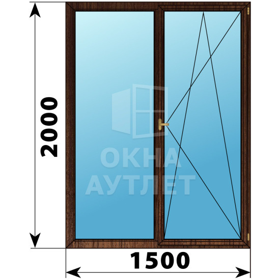 Двухстворчатое деревянное окно из дуба Г-ПО 1500×2000 ОА-37847
