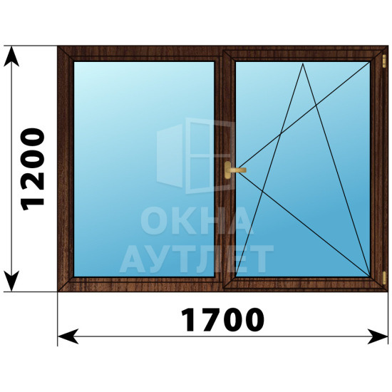 Двухстворчатое деревянное окно из дуба Г-ПО 1700×1200 ОА-37451