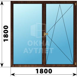 Двухстворчатое деревянное окно из дуба Г-ПО 1800×1800 ОА-37886