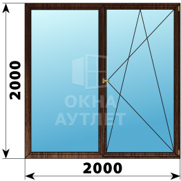 Двухстворчатое деревянное окно из дуба Г-ПО 2000×2000 ОА-37943