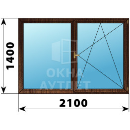 Двухстворчатое деревянное окно из дуба Г-ПО 2100×1400 ОА-37838