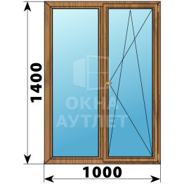Двухстворчатое деревянное окно из лиственницы Г-ПО 1000×1400 ОА-36017