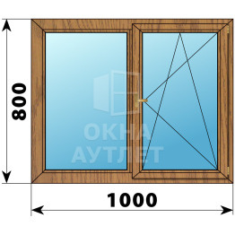 Двухстворчатое деревянное окно из лиственницы Г-ПО 1000×800 ОА-35093