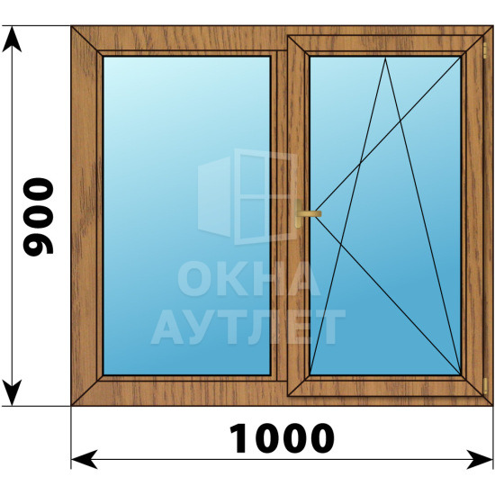 Двухстворчатое деревянное окно из лиственницы Г-ПО 1000×900 ОА-35255
