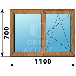Двухстворчатое деревянное окно из лиственницы Г-ПО 1100×700 ОА-35045