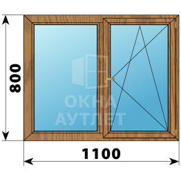 Двухстворчатое деревянное окно из лиственницы Г-ПО 1100×800 ОА-35219