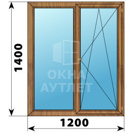 Двухстворчатое деревянное окно из лиственницы Г-ПО 1200×1400 ОА-36416