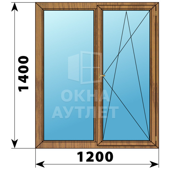 Двухстворчатое деревянное окно из лиственницы Г-ПО 1200×1400 ОА-36416