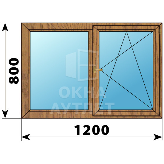 Двухстворчатое деревянное окно из лиственницы Г-ПО 1200×800 ОА-35348