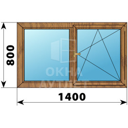 Двухстворчатое деревянное окно из лиственницы Г-ПО 1400×800 ОА-35582