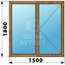 Двухстворчатое деревянное окно из лиственницы Г-ПО 1500×1800 ОА-37319
