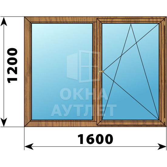 Двухстворчатое деревянное окно из лиственницы Г-ПО 1600×1200 ОА-36671