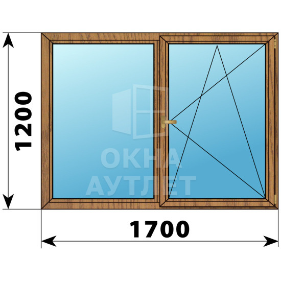 Двухстворчатое деревянное окно из лиственницы Г-ПО 1700×1200 ОА-36803