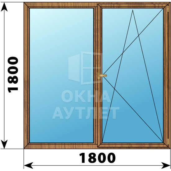 Двухстворчатое деревянное окно из лиственницы Г-ПО 1800×1800 ОА-37592