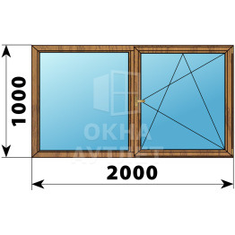 Двухстворчатое деревянное окно из лиственницы Г-ПО 2000×1000 ОА-36773