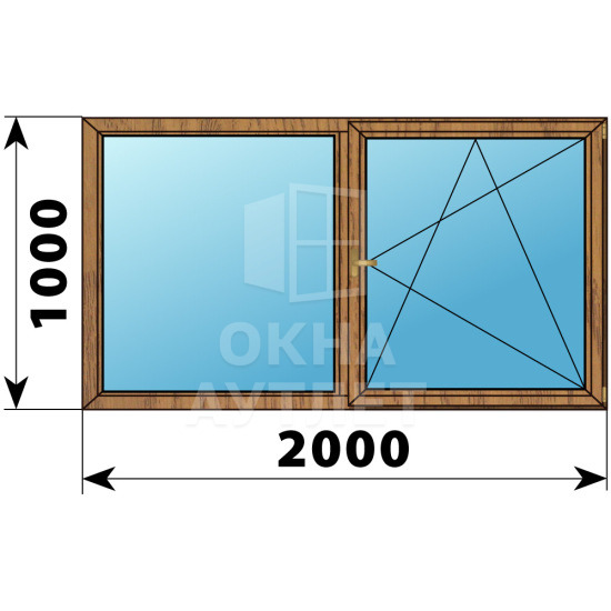 Двухстворчатое деревянное окно из лиственницы Г-ПО 2000×1000 ОА-36773