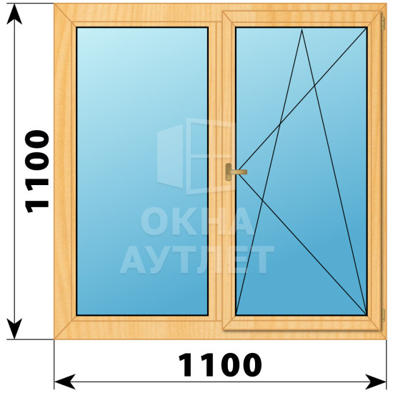 Двухстворчатое деревянное окно из сосны Г-ПО 1100×1100 ОА-35321