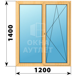 Двухстворчатое деревянное окно из сосны Г-ПО 1200×1400 ОА-35873