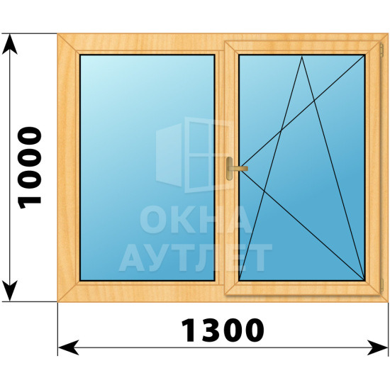 Двухстворчатое деревянное окно из сосны Г-ПО 1300×1000 ОА-35411